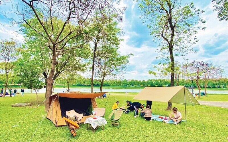 Review cắm trại công viên Yên Sở